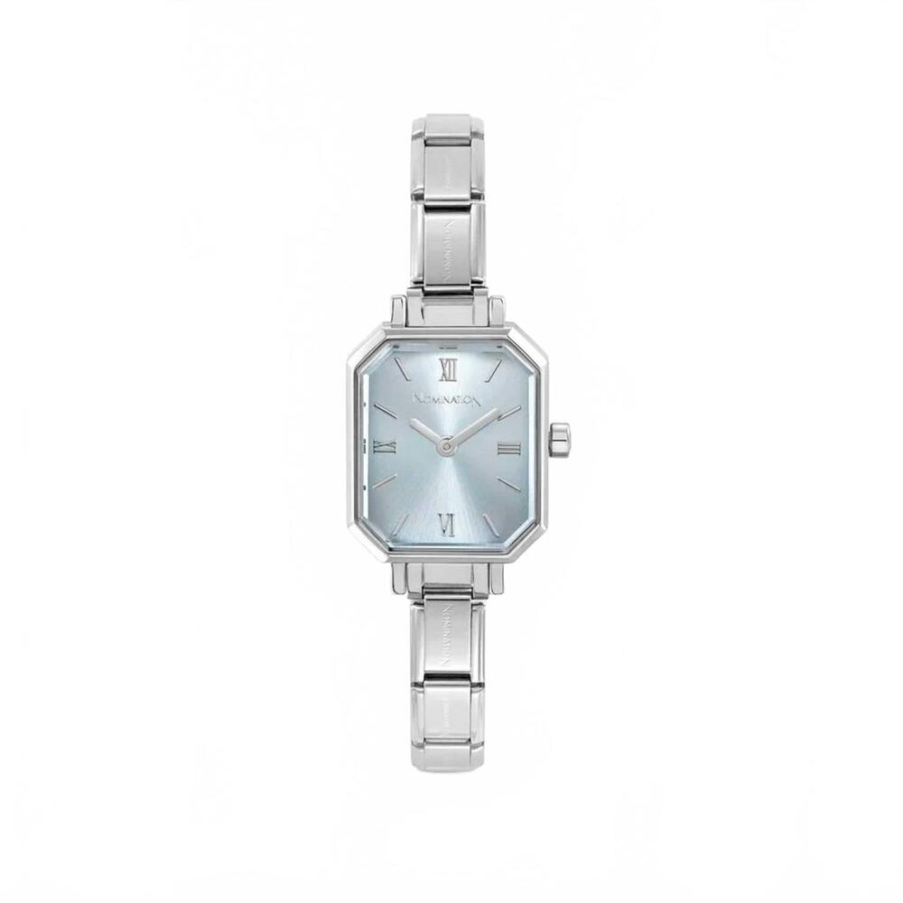 NEW NOMINATION women's rectangle paris watch in silver/ light blue